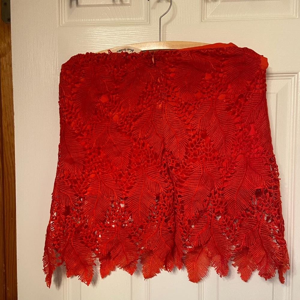 Blue Tassel Red Lace Set – Top & Skirt – Size Small (Showroom Sample)